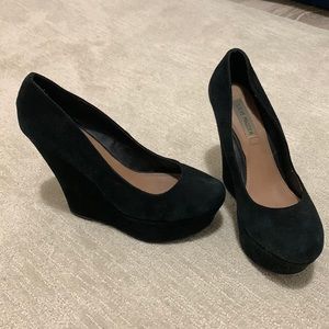 Vintage Steve Madden Black Suede Wedges